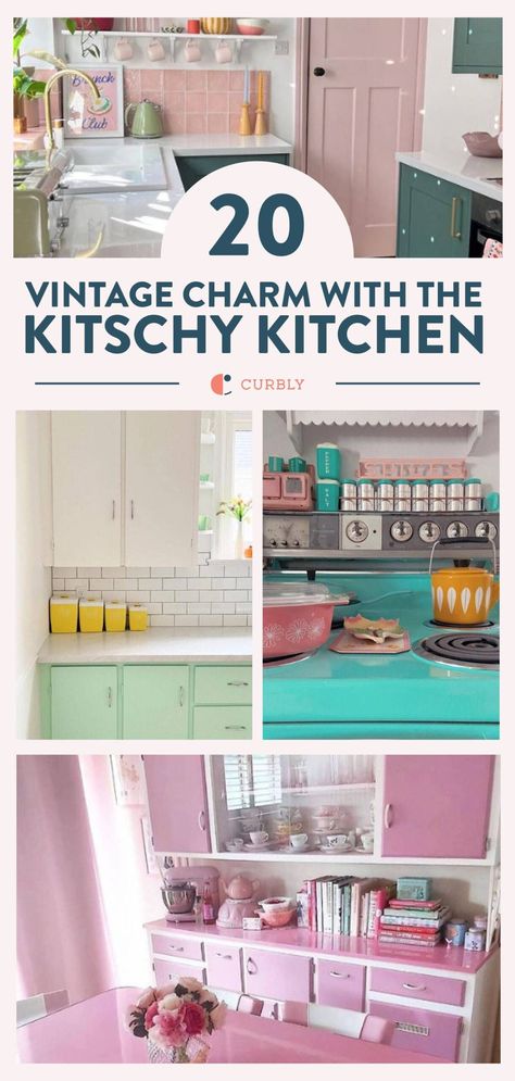 Step into a world of retro charm with these 20 kitschy kitchen ideas! 🍽✨ This whimsical, retro-inspired design approach brings a burst of color, quirky patterns, and a touch of nostalgia to modern kitchens. #RetroKitchen #KitschyDecor #HomeInspiration Retro Kitchen Design, Kitschy Kitchen Decor, Quirky Patterns, Whimsical Kitchen, Retro Kitchens, Kitschy Decor, Vintage Kitchen Accessories, Colorful Backsplash, Vintage Stoves