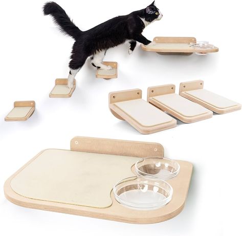 Cat Feeding Station Dog Proof, Cat Feeding Shelf, Cat Wall Steps, Floating Cat Shelves, Cat Climbing Wall, Cat Feeding Station, Cat Shelf, Cat Wall Shelves, Shelves For Wall