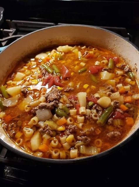 Stanley Tucci Recipes, Beef Minestrone Soup, Tucci Recipes, Mediterranean Recipes Healthy, Ground Beef Seasoning, Pasta Varieties, Minestrone Soup Recipe, Beef Soup Recipes, Soup With Ground Beef