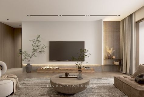 Tv Fal, Rectangular Living Rooms, Japandi Living Room, Japandi Living, Tv Room Design, 아파트 인테리어, Living Room Design Decor, Home Design Living Room, Living Room Tv Wall