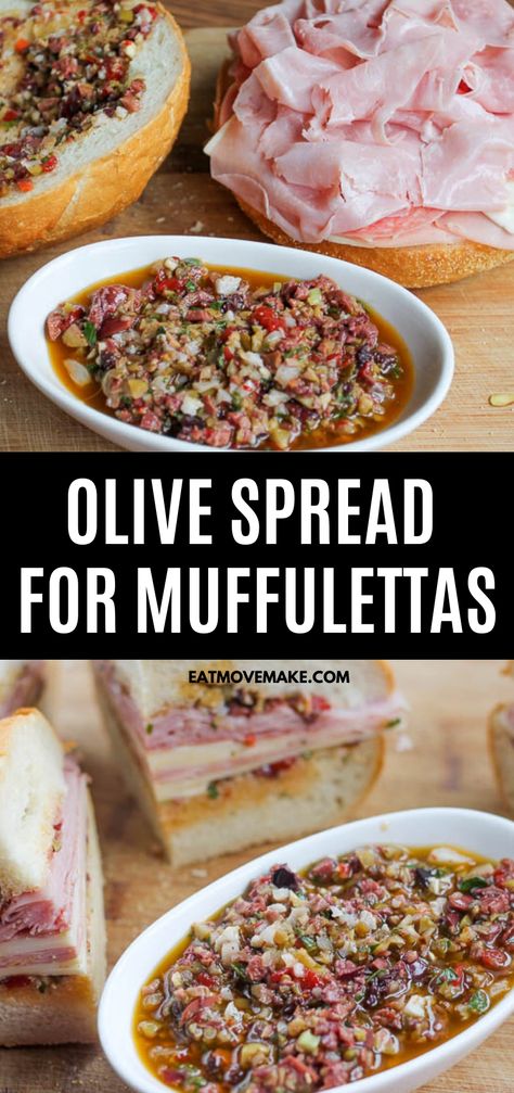 Muffaletta Bread Recipe New Orleans, Olive Spread For Muffaletta, Muffaletta Sandwich Olive Salad, Muffaletta Sandwich Sides, New Orleans Olive Salad Recipe, Italian Olive Salad Recipe, Muffuletta Bread Recipe, Olive Sandwich Spread, Olive Relish Recipe