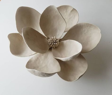 Ceramic Wall Flowers, Ceramic Pinch Pots, Creative Wall Decor, Flower Sculptures, Ceramics Pottery Art, Ceramics Projects, Clay Art Projects, Ceramics Ideas Pottery, Porcelain Flowers