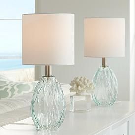 Rita Glass Accent Lamps Set of 2 with WiFi Smart Sockets Small Accent Table Lamps, Modern Accent Table, Small Accent Tables, Coastal Farmhouse Decor, Modern Accent Tables, Coastal Bedrooms, Translucent Glass, Bedside Night Stands, Office Colors