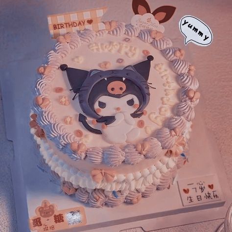 Kuromi And My Melody Cake, Kuromi Cakes, Kuromi Birthday Cake, Kue Disney, Kuromi Cake, Goofy Cake, Bolo Da Hello Kitty, Hello Kitty Birthday Cake, Jelly Wallpaper