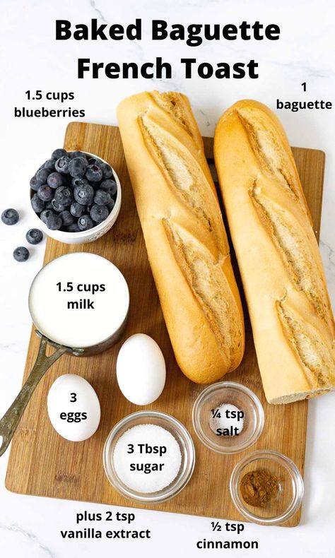 Baguette French Toast Bake, French Toast With Baguette Bread, French Toast With Baguette, Baguette French Toast Casserole, Breakfast Baguette Ideas, Stale Baguette Recipes, French Baguette Recipe Ideas, French Bread Breakfast Ideas, French Toast Recipe Baguette