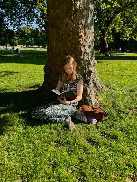 Reading under a tree aesthetic Reading In A Garden, Under A Tree Lighting Reference, Reading Under A Tree Aesthetic, Person Hanging From Tree, Under A Tree Aesthetic, Sitting Under A Tree Drawing Reference, Reading Book Under Tree, Someone Reading A Book, Emma Character