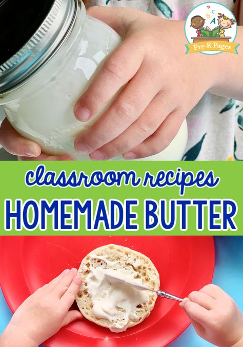 How to Make Butter with Preschool Kids - Pre-K Pages Homemade Butter In A Jar, Butter In A Jar, Farm Theme Preschool Activities, Classroom Recipes, Farm Activities Preschool, Preschool Cooking, Simple Classroom, Cooking Theme, Farm Theme Preschool