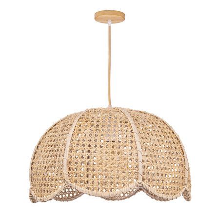 Bayou Breeze Vincennes 1 - Light LED Pendant with Accents - Wayfair Canada Woven Flush Mount Light, Tropical Baby Nursery, Nursery Light Fixture, Nursery Chandelier, Rattan Lighting, Girls Bedroom Lighting, Woven Pendant Light, Rattan Flower, Flower Ceiling