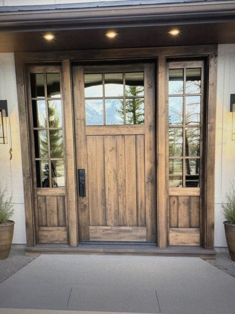 Barndominium Exterior Door, Barndominium Front Door, Double Door Entryway Exterior, Farmhouse Front Door Ideas, Ranch Home Exteriors, Front Double Door, Elevation Ideas, Double Door Entryway, Front Door Inspiration