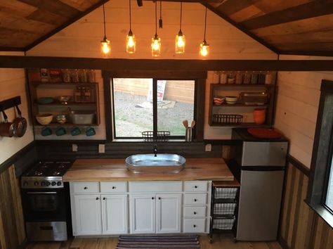 Clear Creek Tiny Home 001 Granny Pods, Tiny House Towns, Interior Design Minimalist, Shed To Tiny House, Portable Buildings, Outdoor Kitchen Appliances, Tiny House Kitchen, Cabin Kitchens, Tiny Cabin