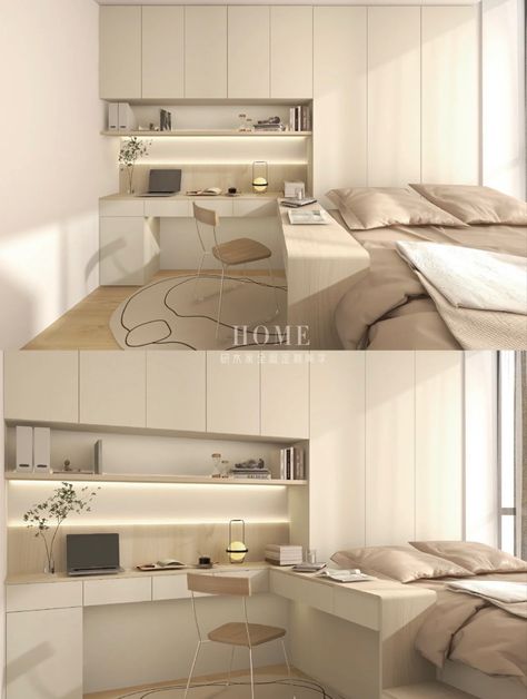 Unique Room Colors, Dream Bedroom Design, Bedroom 3x4 Layout, Modern Korean Bedroom, Small Room Aesthetic Minimalist, Student Bedroom Ideas, Small Facial Room, Small Room Aesthetic, Small Facial Room Ideas