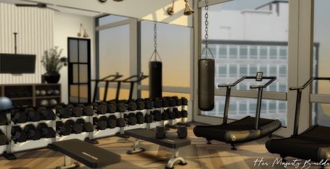 Gym Build Bloxburg, Bloxburg Gym Layout Ideas, Gym In Bloxburg, Penthouse Apartment Bloxburg, Bloxburg Gym Ideas Modern, Bloxburg At Home Gym, Gym Room Bloxburg, Bloxburg Ballet Studio, Game Room Bloxburg