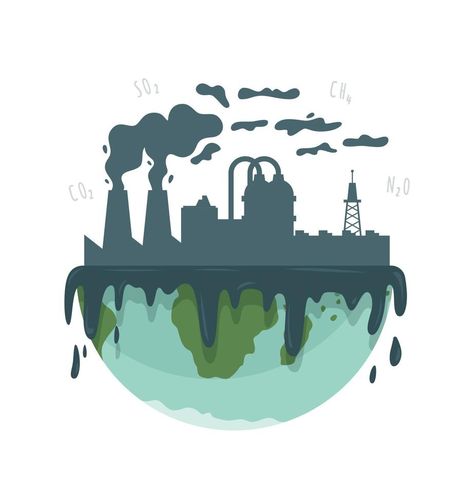 Pollution of nature and ecology. Modern problem. Chemical waste. Vector illustration of a plant with chimneys and smoke Pollution Graphic Design, Pollution Illustration, Pollution Pictures, Pollution Poster, Chemical Pollution, Ecology Art, Chemical Waste, Environmental Problems, Human Relations