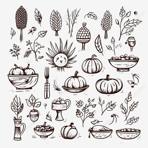 set of vector thanksgiving doodles isolated on white vector illustration with hand drawn doodles t Thanksgiving Drawings Doodles, Thanksgiving Doodles, Jane Maday, Thanksgiving Drawings, Autumn Doodles, Hand Drawn Doodles, Drawing Designs, Thanksgiving Card, Thanksgiving Cards