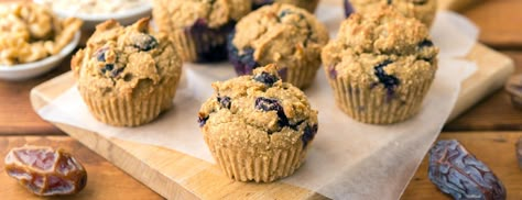 Lemon zest and cardamom give these vegan Blueberry Muffins their amazing flavor and aroma, and dates and applesauce lend natural sweetness and moistness. Wfpb Breakfast, Forks Over Knives Recipes, Vegan Blueberry Muffins, Muffin Papers, Millet Recipes, Plant Based Desserts, Vegan Muffins, Wfpb Recipes, Vegan Blueberry