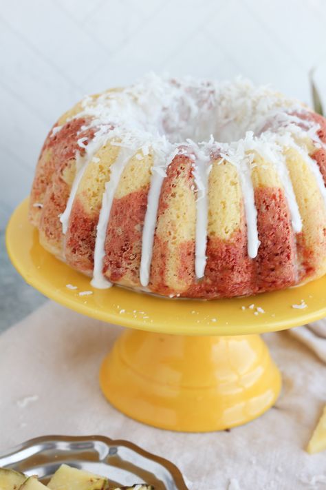 Hawaiian Rolls Bundt Cake, Hawaiian Roll Bundt Cake 12 Tomatoes, Vanilla Bundt Cake Glaze, Bundt Cake With Coconut Filling, Tropical Bundt Cake, Coconut Glaze, Baking With Blondie, Cake With Coconut, Chocolate Peanut Butter Pie