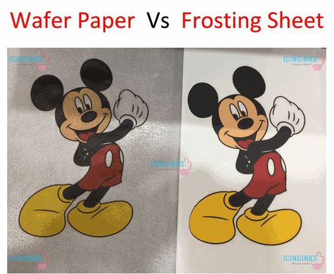 Wafer Paper vs Frosting Sheet Edible Cake Images, Fondant Ideas, Edible Printer, Edible Icing Sheets, Icing Frosting, Edible Printing, White Icing, Icing Sheets, Wafer Paper