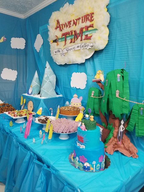 Adventure Time First Birthday, Adventure Time Activities, Adventure Time Birthday Decorations, Adventure Time Promposal, Adventure Time Decorations Party, Adventure Time Party Food, Adventure Time Birthday Party Theme, Adventure Time Baby Shower Ideas, Adventure Time Birthday Party Ideas