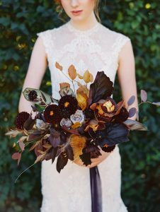 The 20 Hottest Flowers for Fall 2020 Weddings | FiftyFlowers Dark Fall Wedding Bouquet, Contemporary Fall Wedding, Dark Dramatic Wedding, Purple Fall Bouquet, Dark Wedding Palette, Fall Wedding Pallettes Color Schemes, Dark Plum Wedding, Dark Wedding Nails, Plum Fall Wedding