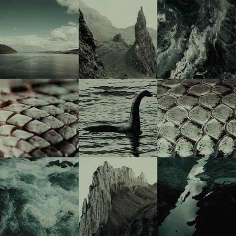 3x3 Moodboards, Lochness Monster, Adopt Idea, Hex Color Palette, Creative Drawing Prompts, Loch Ness Monster, New Fantasy, Mood Board Inspiration, Theme Color