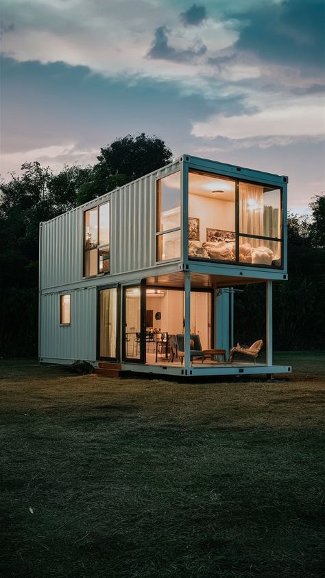 19 Inspiring Shipping Container Home Ideas » Comfy Ideas Cargo Container Homes Floor Plans, Two Shipping Container Homes, Crate Houses Container Homes, 2 Story Shipping Container Home, Small Container House Design, Container Homes Ideas Design, Container Beach House, House On A Mountain, Mom Vision Board