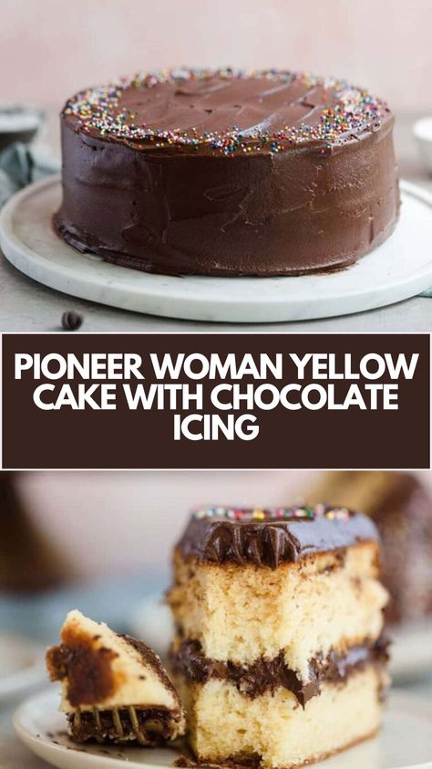 Pioneer Woman Yellow Cake With Chocolate Icing recipe is made with flour, baking powder, baking soda, salt, butter, sugar, eggs, vanilla extract, buttermilk, unsalted butter, powdered sugar, cocoa, salt, corn syrup, vanilla extract, and chocolate this recipe Takes 95 minutes and Servings12. Homemade Yellow Cake With Chocolate Frosting, Vanilla Sheet Cake Recipe Pioneer Woman, Best Yellow Cake With Chocolate Frosting, Pioneer Woman Cake Recipes, Healthy Yellow Cake Recipe, Old Fashioned Yellow Cake, Pioneer Woman Cake, Yellow Cake With Chocolate Icing, Butter Yellow Cake