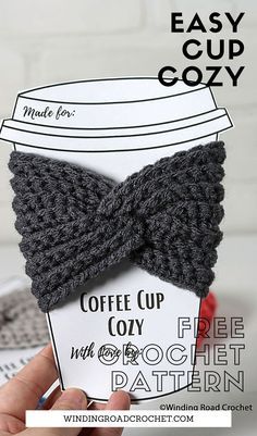 Crochet For Winter Ideas, Free Crochet Cozy Cup Patterns, Things To Crochet Without Stuffing, Crochet Coozie Coffee, Cup Cozy Pattern Crochet, How To Crochet A Coffee Cozy, Easy Mug Cozy Crochet Pattern, Quick Crochet Cup Cozy, Diy Crochet Cup Cozy