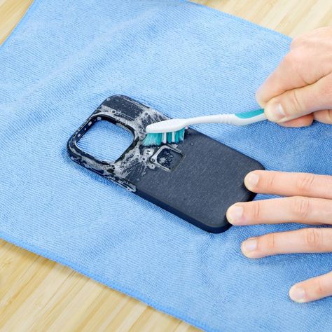 How To Clean a Phone Case Handyman Hacks, Baking Soda Cleaning, The Family Handyman, Glass Measuring Cup, Clean Phone, Project Steps, Dawn Dish Soap, Clean Towels, Cleaning Agent