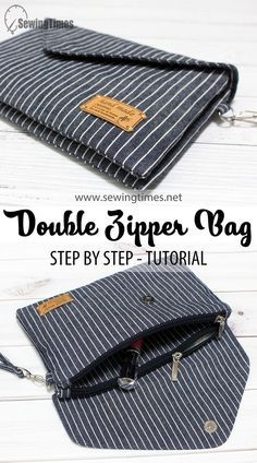 Double Zipper Bag, Crochet Hand Bags, Handbags Patterns, Clutch Pattern, Easy Patterns, Diy Bags Patterns, Diy Bags Purses, Tote Bags Sewing, Bag Sewing