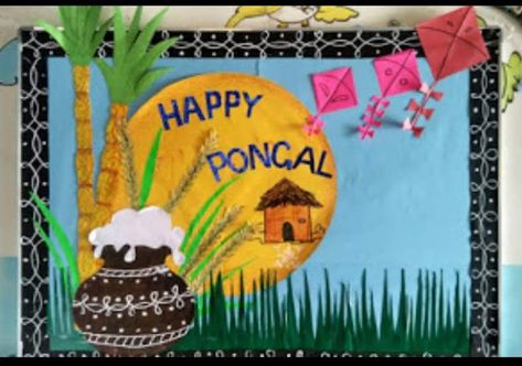 Pongal Celebration Decoration In School, Sankranti Charts For School, Sankranthi Board Decoration Ideas, Pongal Decorations In School, Sankranti Bulletin Board Ideas, Pongal Bulletin Board Ideas, Pongal Board Decoration Ideas, Pongal Theme Decoration, Sankranti Board Decoration