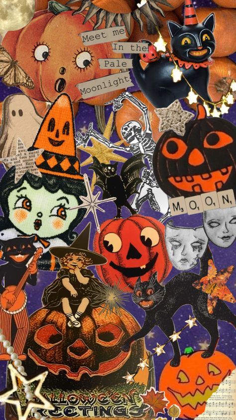 #spooky #fall #halloween #vintagehalloween #johannaparker #pumpkin Instasize Backgrounds, Halloween Screen Savers, Halloween Widget, Halloween Collage, Vintage Halloween Art, Halloween Wallpaper Backgrounds, Halloween Wallpapers, Spooky Fall, Halloween Fonts