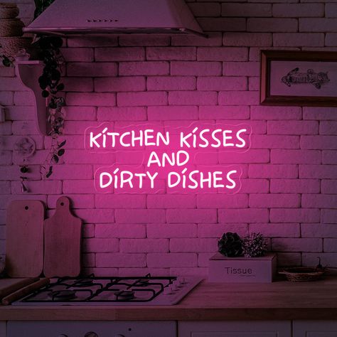 Elevate your kitchen decor with our 'Kitchen Kisses And Dirty Dishes' neon light. This funny and whimsical neon sign adds a touch of personality to any kitchen space. Crafted with vibrant neon lights, it serves as a unique wall decor piece and conversation starter. Whether you're cooking up a storm or enjoying family meals together, this neon light adds a warm and inviting ambiance to your kitchen. It's also a perfect gift for housewarming, Mother's Day, or any occasion where you want to spread