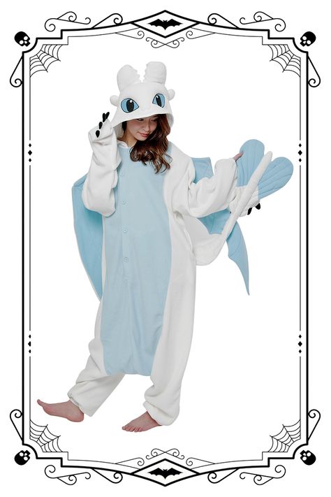 Inspired by How to Train Your Dragon, this animal onesie brings your favorite movie character to life! From the adorable horns to the menacing tail, we went the extra mile to capture that unique charm and personality. Each Kigurumi is complete with a pair of oversized wings, so you’re just about ready to take flight. The only question is, can you be tamed? Please note: Wings do not stay open. They are propped open in the photos for display purposes. Pokemon Kigurumi, Matching Onesies, Dragon Halloween, Dragon Light, Onesie Costumes, Animal Onesie, Animal Pajamas, Cute Onesies, Halloween Onesie