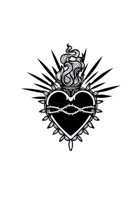 Cover Tattoo Ideas Black, Scared Heart Tattoo Design, Grim Heart Tattoo, Can You Feel My Heart Tattoo, Sacred Heart Throat Tattoo, Sacred Heart Chest Tattoo Female, Black Sacred Heart Tattoo, Trad Sacred Heart Tattoo, Barbed Wire Sacred Heart Tattoo