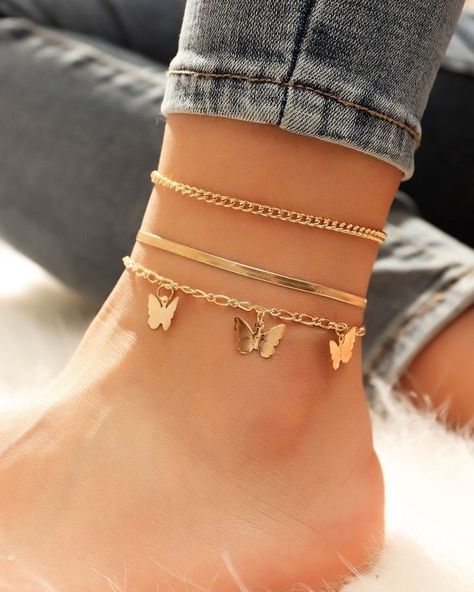 Butterfly Anklet, Leg Chain, Ankle Jewelry, Foot Jewelry, Chain Anklet, Anklet Bracelet, Girly Jewelry, Love Bracelets, Stylish Jewelry