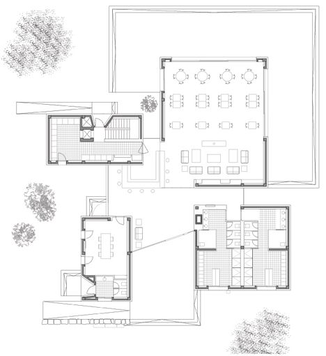 Stone Clubhouse by GRAS Arquitectos Clubhouse Design Architecture Plan, Club House Architecture, Golf Clubhouse Design, Clubhouse Plan, Mood Reference, Pavilion House, Cafe Plan, Clubhouse Design, Golf Clubhouse