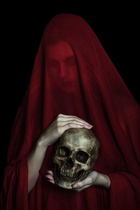 Girl posing with red cloth. Concept, abstraction by Black-Bl00d on DeviantArt Momento Mori, Hades And Persephone, A Skull, Dark Beauty, Dragon Age, Dark Art, Dark Fantasy, Character Inspiration, A Woman