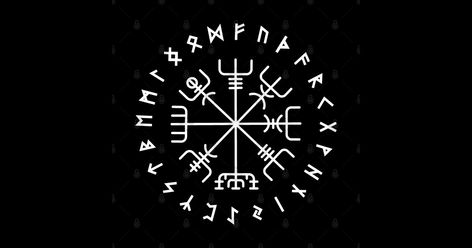 Vegvisir translates into “That Which Shows the Way” in Icelandic.In the Huld Manuscript, it says this about the Vegvisir: “If this sign is carried, one will never lose one’s way in storms or bad weather, even when the way is not known.”The Vegvisir is encircled by Norse Elder Futhark Runes.Norse Vegvisir Wayfinder Viking Compass Elder Futhark Runes -- Choose from our vast selection of stickers to match with your favorite design to make the perfect customized sticker/decal. Perfect to put on wate Fehu Rune Symbol Wallpaper, Viking Rune Circle Tattoo, Rune Wallpaper Nordic, Norse Compass Rune, Runic Compass, Elder Futhark Runes, Elder Futhark, Laptop Wallpaper, Computer Wallpaper