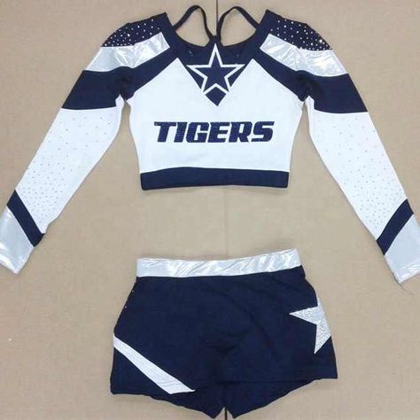 Blue Cheerleader Uniform, Majorette Dance Uniforms, Wrestling Outfits, Dance Uniforms, Peacock Costume, Dance Comp, Blue Cheer, Cute Cheerleaders, Cheerleader Costume