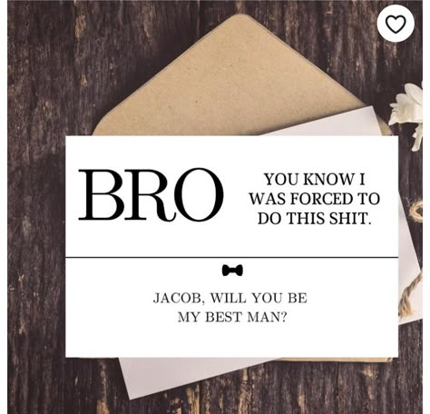 Be My Groomsman Card, Funny Bachelorette Shirts, Best Man Proposal, Groomsmen Party, Brothers Wedding, Groomsman Card, Groomsman Proposal, Funny Bachelorette, Wedding Binder