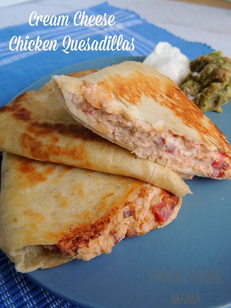 Cream Cheese Chicken Quesadillas #quesadillas #creamcheese #weeknightdinner #easydinner #Mexican Comfort Snacks, Shred Chicken, Cheese Chicken, Quesadilla Recipes, Cream Cheese Chicken, Chicken Quesadillas, Tortilla Wraps, Family Dinners, Wrap Sandwiches