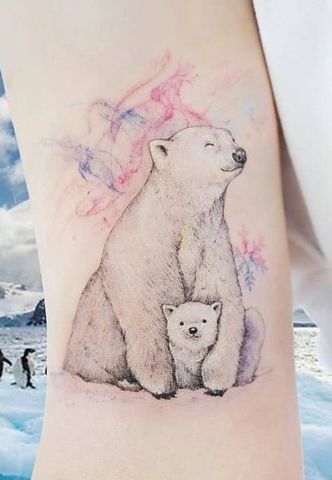 Mom Bear Tattoo, Momma Bear Tattoo, Baby Bear Tattoo, Polar Bear Tattoo, Bear Tattoo Designs, Bear Tattoos, Meaningful Tattoos For Women, Mother Tattoos, Bear Tattoo