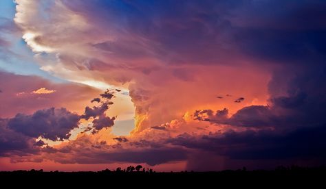 September storm clouds near sunset by Marvin Bredel, via Flickr Sky Portrait, Sun Behind Clouds, Orange Clouds Aesthetic, Cloud Photo, Supercell Thunderstorm, Sunset Gradient, Sunrise Above The Clouds, Sun Set Clouds Sky, Pretty Views