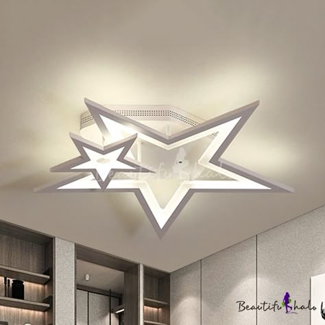 Stars Ceiling Bedroom, Physics Lab, Semi Flush Mount Light, Star Ceiling, White Lighting, Hall Interior Design, New Photos Hd, Hall Interior, Kid Bedroom