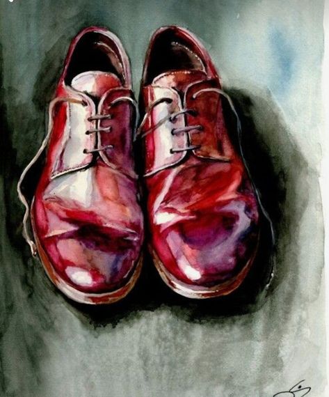 Watercolor Shoes, High Heel Painting, Shoe Drawings, Art Deco Portrait, Perspective Drawing Architecture, Cnc Art, Beautiful Oil Paintings, Burgundy Shoes, Shoes Drawing