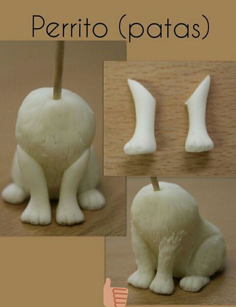 Dog Out Of Clay, Clay Dog Easy, Polymer Clay Dogs, Polymer Clay Dog, Fondant Dog, Clay Dog, Dog Cake Topper, Fondant Animals, Dog Cakes