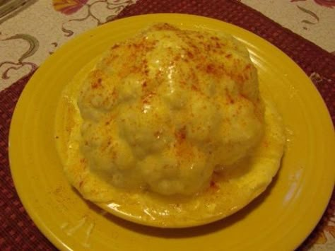 Frosted cauliflower. I got this recipe from my mother who happens to live in a retirement facility in Atlanta, GA. When she served it to me, I knew I had found the best way to serve one of my favorite vegetables. I can eat this dish until I cant move. Frosted Cauliflower, How To Cook Cauliflower, Steamed Cauliflower, Fresh Meals, Cauliflower Recipe, Best Casseroles, Love Or Hate, Baked Cauliflower, Veggie Side Dishes