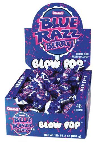 Amazon.com : Charms Blow Pops Blue Razz Berry Flavor, 48-Count Box : Suckers And Lollipops : Grocery & Gourmet Food Blow Pop, Charms Candy, Blow Pops, Corporate Holiday Gifts, Giant Candy, Tootsie Roll, Sugar Candy, Bulk Candy, Sour Candy