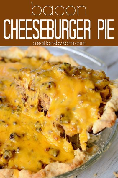 Bacon Cheeseburger Pie - the flavors of your favorite burger in a flaky pie crust. A perfect family dinner recipe. #baconcheeseburgerpie #baconcheeseburger #cheeseburgerpie #beefpie #dinnerrecipe… More Meat Pie Filling, Bacon Cheeseburger Pie, Slice Form, Bacon Pie, Family Dinner Recipe, Cheeseburger Pie, Fall Dinners, New Recipes For Dinner, Lil Luna