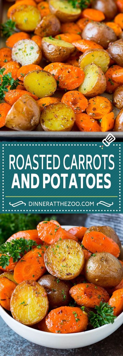 Roasted Carrots And Potatoes, Carrot Dishes, Roasted Potatoes And Carrots, Carrots Potatoes, Potatoes And Carrots, Potatoes Onions, Roasted Vegetable Recipes, Vegetable Side Dishes Recipes, Potato Recipes Side Dishes